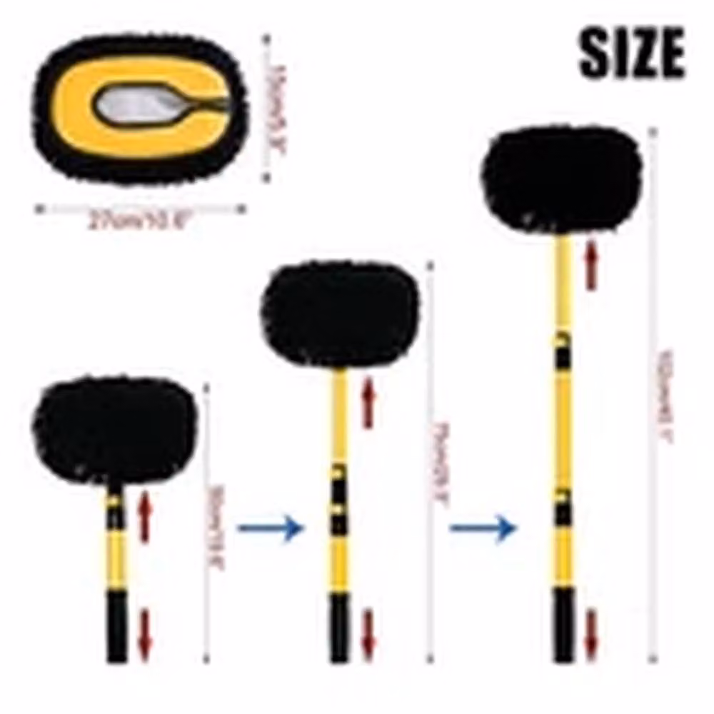 EONLION Adjustable Telescopic Long Handle Car Wash Cleaning Brush Kit with Microfibre Head, Yellow – 2