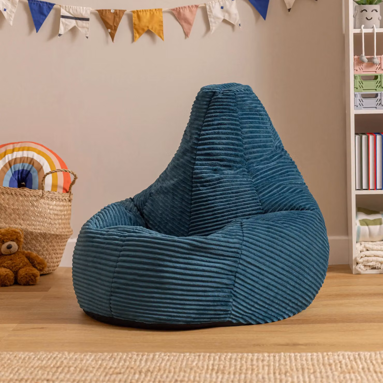icon Pack of 2 Dalton Kids Corduroy Beanbags in Petrol Teal – 2