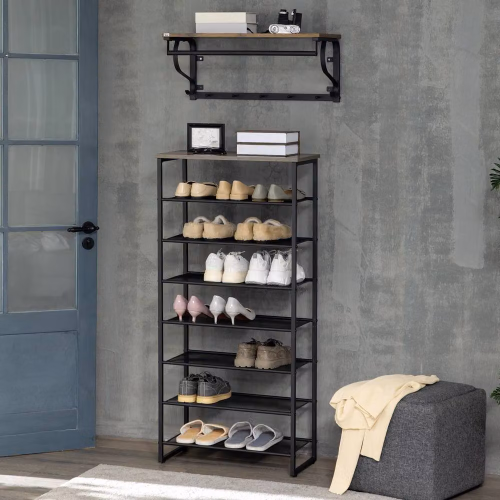 STILVORA 7 Shelf Metal Shoe Rack in Black – 2