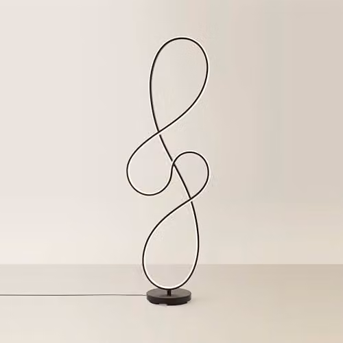 ValueLights Matt Black Swirl LED Floor Lamp