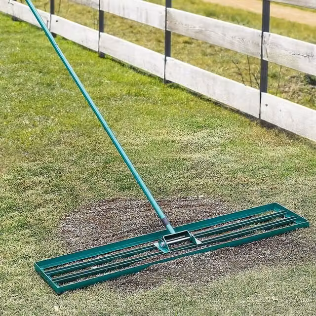 Gr8 Garden Heavy Duty Manual Lawn Levelling Rake with Stainless Steel Head, Green, W: 25 cm, H: 114 cm
