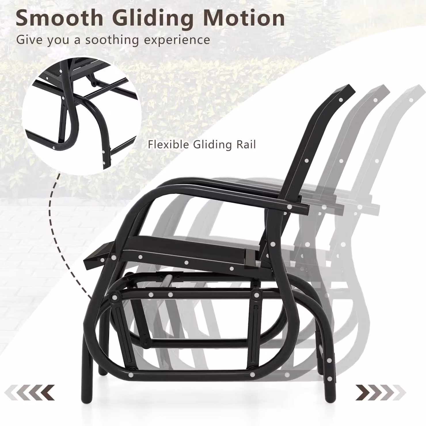 Gymax Black Metal Outdoor Swing Glider Rocking Chair – 5