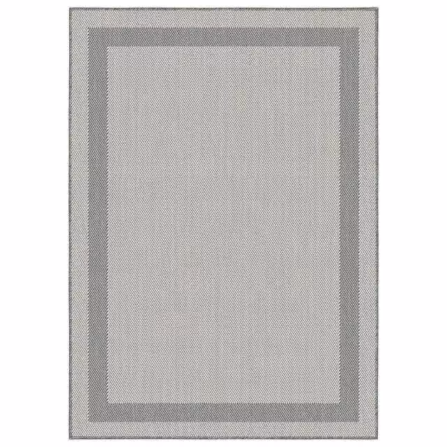 THE RUGS Reversible Duo Weave Outdoor Rug in Silver Bordered Design, W: 120 cm, L: 170 cm – 2