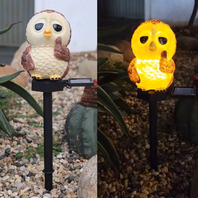 Leaper Liking Owl LED Solar Outdoor Landscape Garden Decoration Light in White