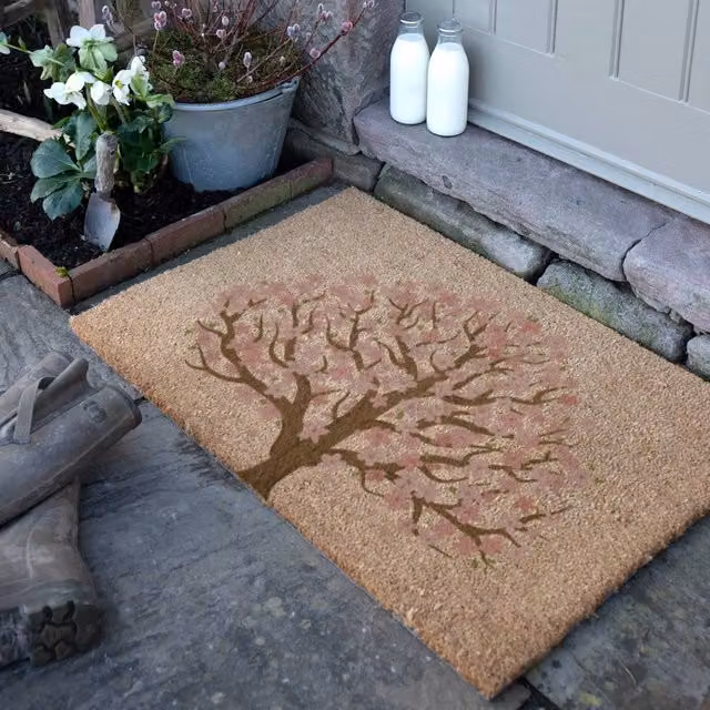 Artsy Mats Blossom Tree of Life Coir Doormat in Brown, W/D/H: 90 x 60 cm – 1