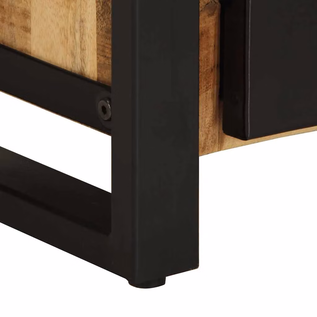 Berkfield Home Set of 2 Rustic Mango Wood Bedside Cabinets in Brown – 5