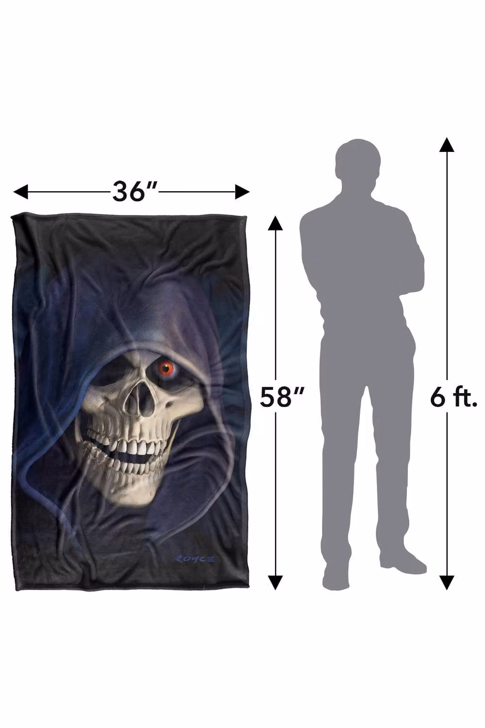 JQ Licensing Royce Mcclure Grim Reaper Silky Touch Super Soft Fleece Throw Blanket, Multicolour, W: 91 cm, D: 147 cm – 8