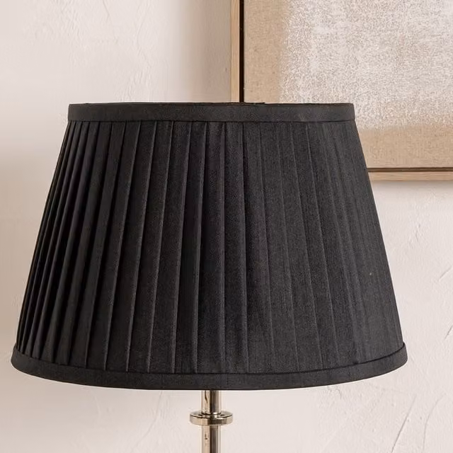 Pacific Lifestyle Modern Pleated Fabric Lampshade for Table Lamps, Black, Diameter: 40 cm