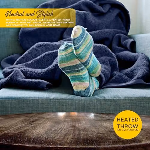 Air Pro Heated Throw Electric Blanket with Digital Controller and Timer in Blue, W/D/H: 150 x 200 cm – 7