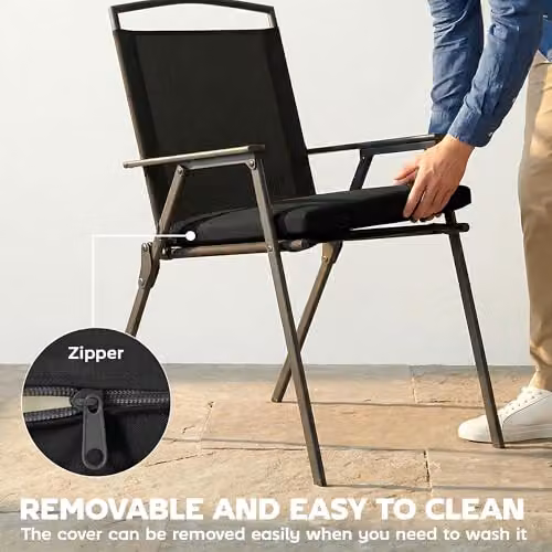 Outsunny Set of 2 Waterproof Garden Chair Cushions in Black, W/D/H: 50 x 50 x 7 cm – 6