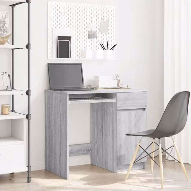 Berkfield Grey Sonoma Modern Writing Desk in Engineered Wood W/D/H: 86 x 49 x 76 cm