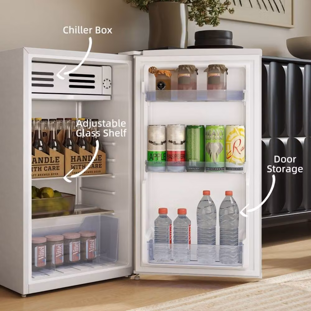 Rolipo 85L Under Counter Retro Refrigerator with Chiller Box in White – 2