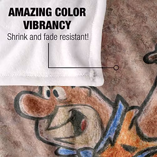 WB 100 Fred Flintstone Stone Wall Design Super Soft Microfibre Throw Blanket, W: 152 cm, D: 127 cm – 2