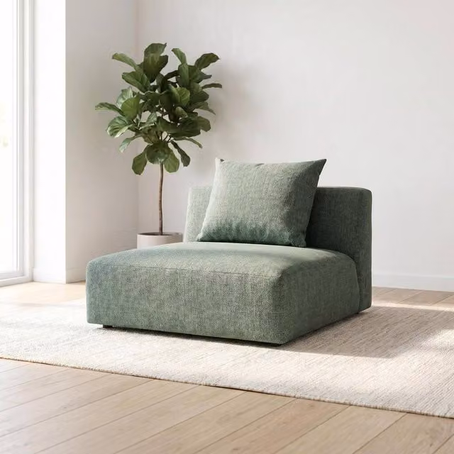 Abakus Direct Tokyo Single Seat Armchair in Green Brushed Tweed Fabric