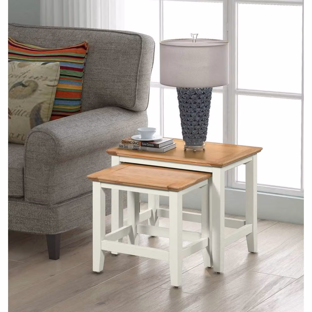 FORGEVIO Nest of 2 Tables in Off-White Painted Oak – 2