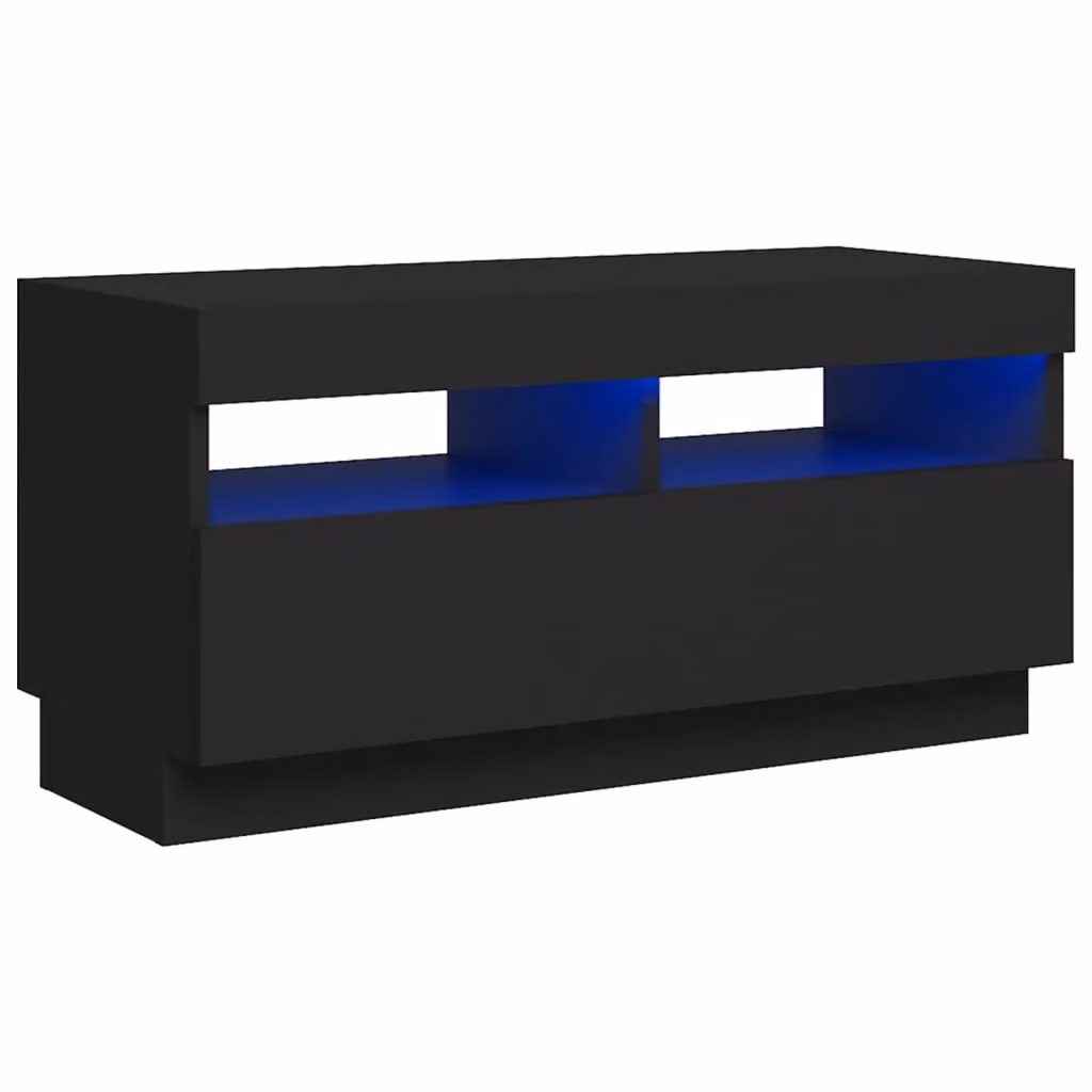 Berkfield Home Modern Glossy Black TV Cabinet with LED Lights W/D/H: 80 x 35 x 40 cm – 2