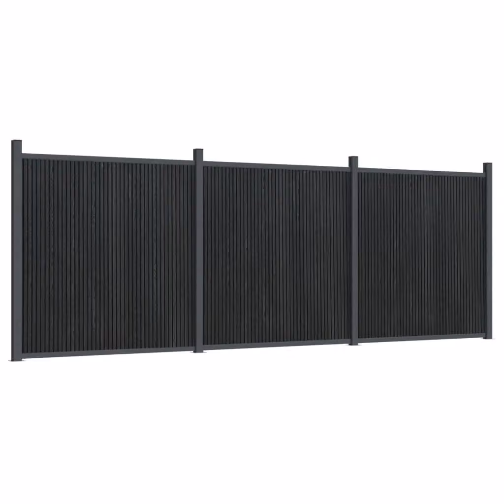 Berkfield Home Grey WPC and Aluminium Fence Panel, W: 526 cm, H: 186 cm – 1