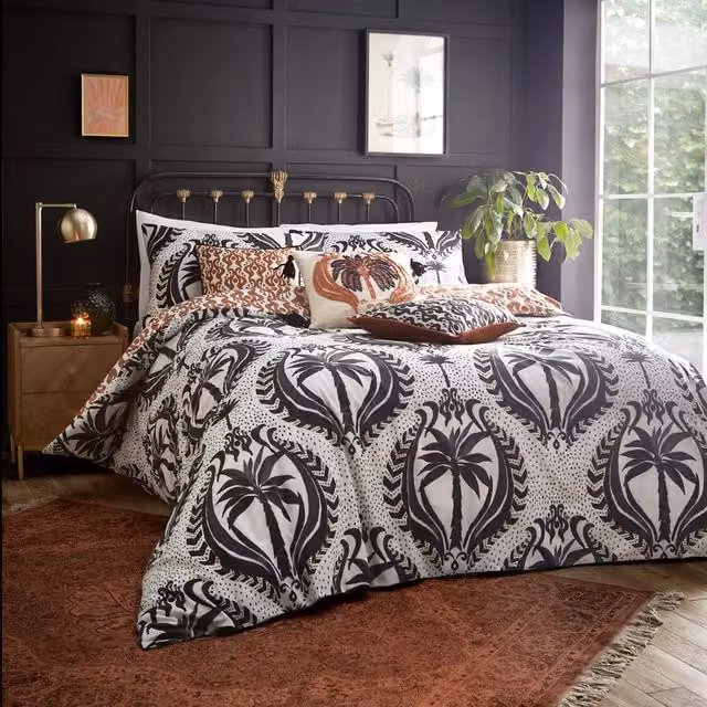 Laucala Bohemian Reversible Graphic Duvet Cover Set, Multicolour and White, W: 140 cm, L: 200 cm