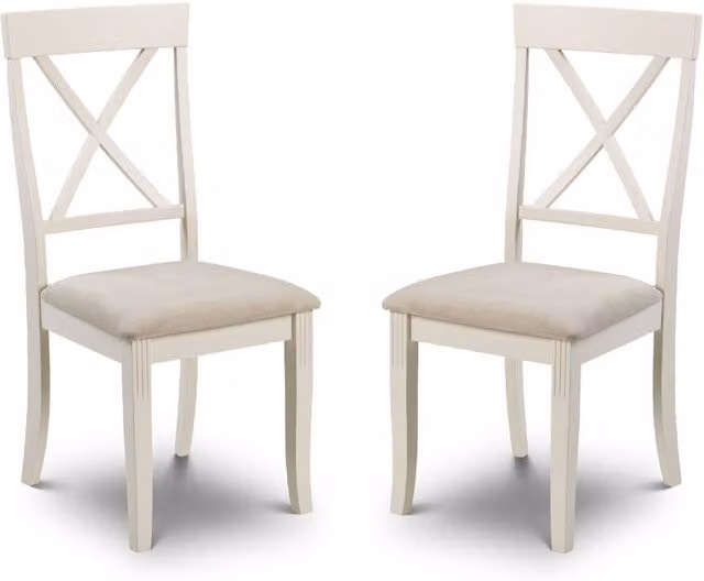 Cheshire Bromley Elegant Dining Chairs - Set of 2 in Beige and White Fabric