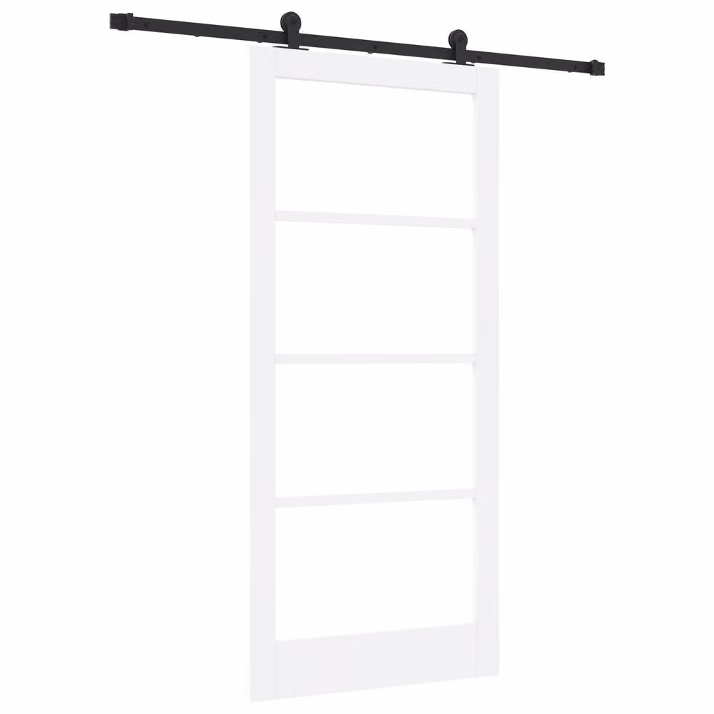Berkfield Home Orkdal Modern White Lacquered Solid Wood and Glass Sliding Door with Hardware Set – 2