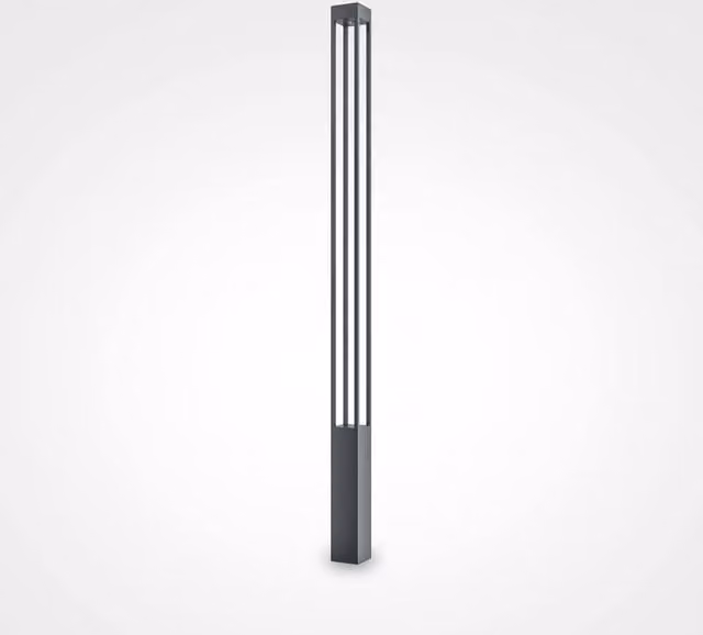 Maytoni Elbe LED Outdoor Bollard Light in Grey, IP65, 3000K Warm White, Height: 200 cm