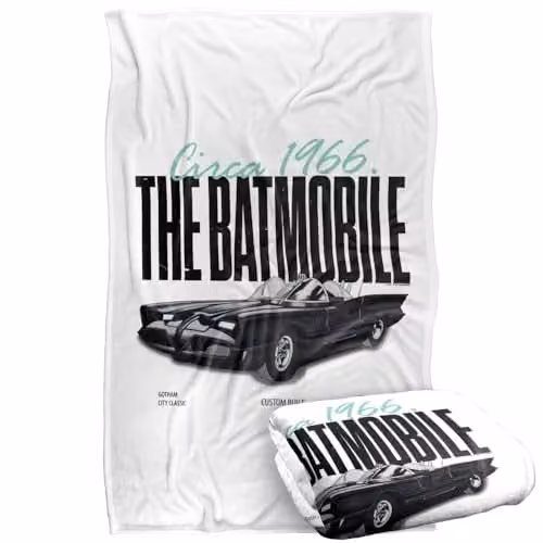 LOGOVISION Batman Classic TV Series The Batmobile Super Soft Fleece Throw Blanket, Multicolour, W/D/H: 91 x 147 cm – 1