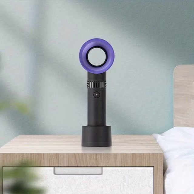 NESTLUNE Black Mini Handheld USB Rechargeable Cooling Fan