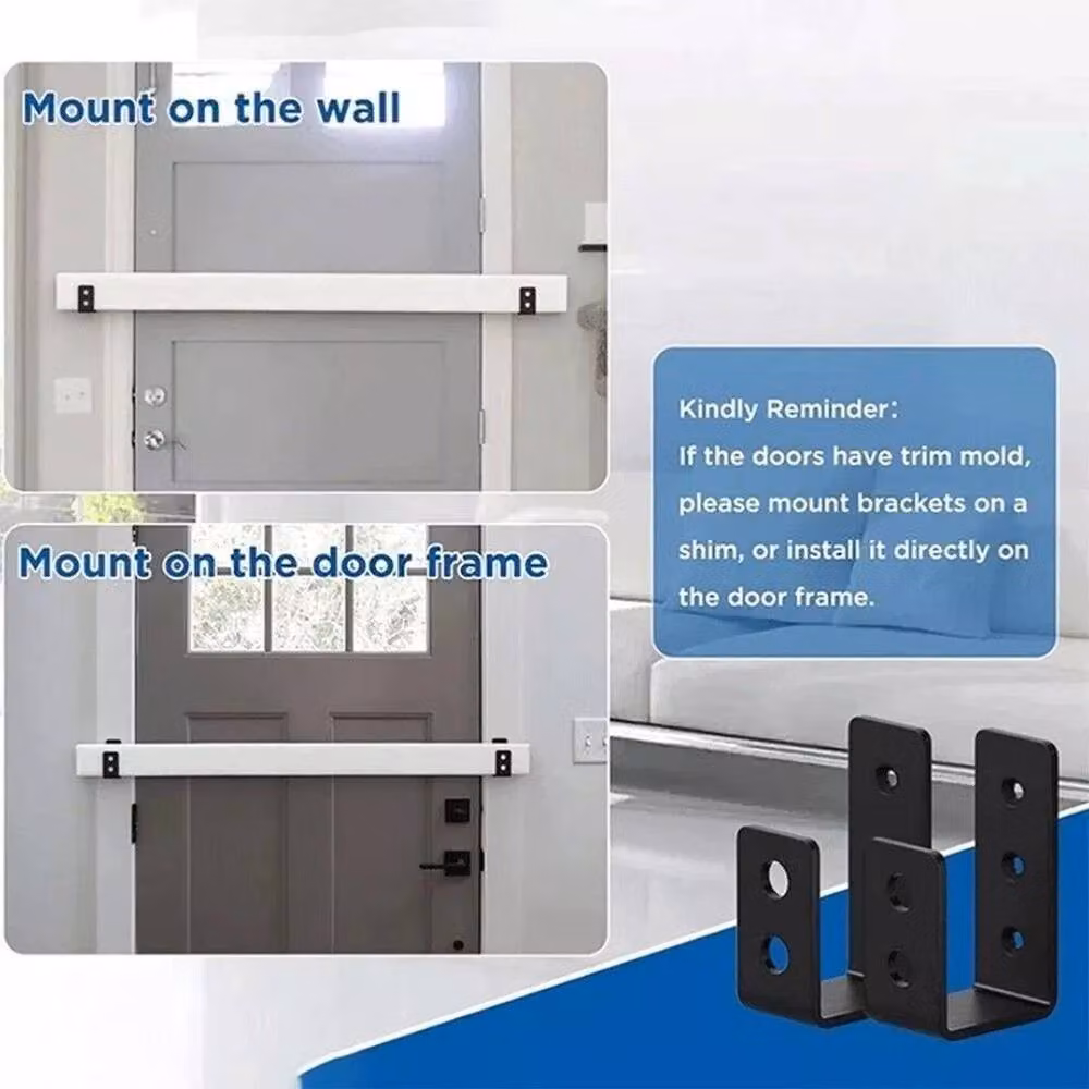 NESTLUNE Heavy Duty U Shape Door Barricade Bracket, 4 Pieces, Black – 4