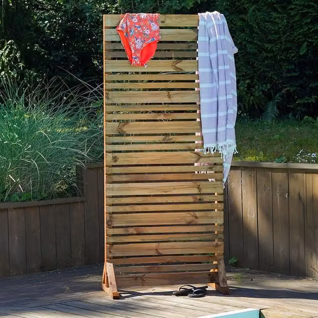 Cerland Freestanding Wooden Garden Privacy Screen Paravent, Brown, Height: 180 cm