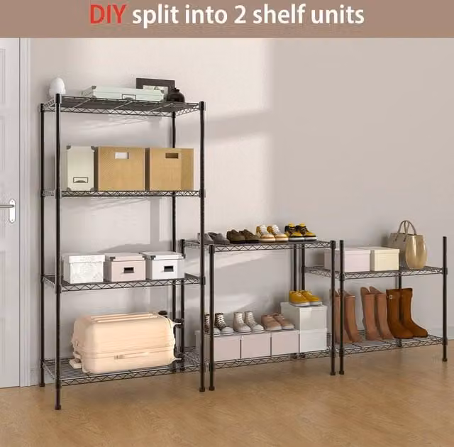 FORGEVIO 4 Tier Metal Racking Shelf in Black, W/D/H: 120 x 60 x 35 cm