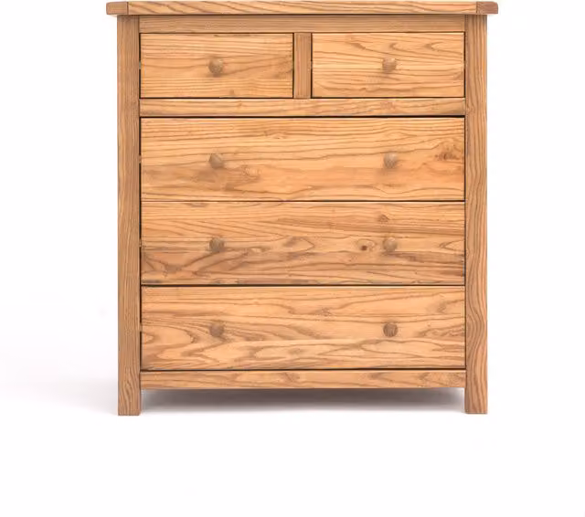 Cabinet Bits Trivento 5 Drawer Chest of Drawers in Brown Wood with Knobs