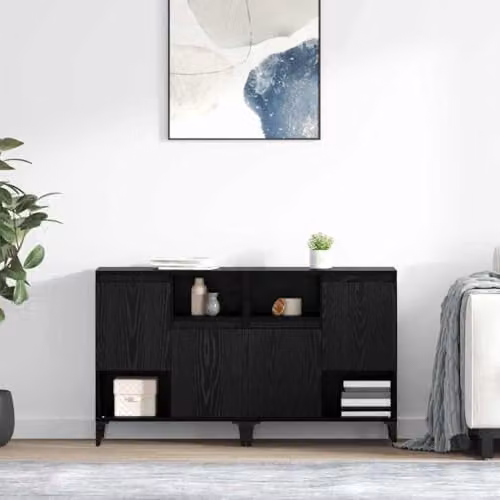 vidaXL Set of 2 Modern Sideboards in Black, W/D/H: 60 x 35 x 70 cm – 2