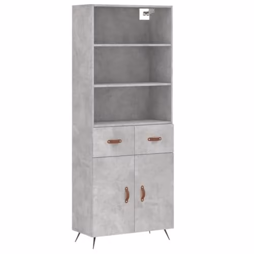 vidaXL Industrial Style Highboard Sideboard in Concrete Grey with Drawers and Doors