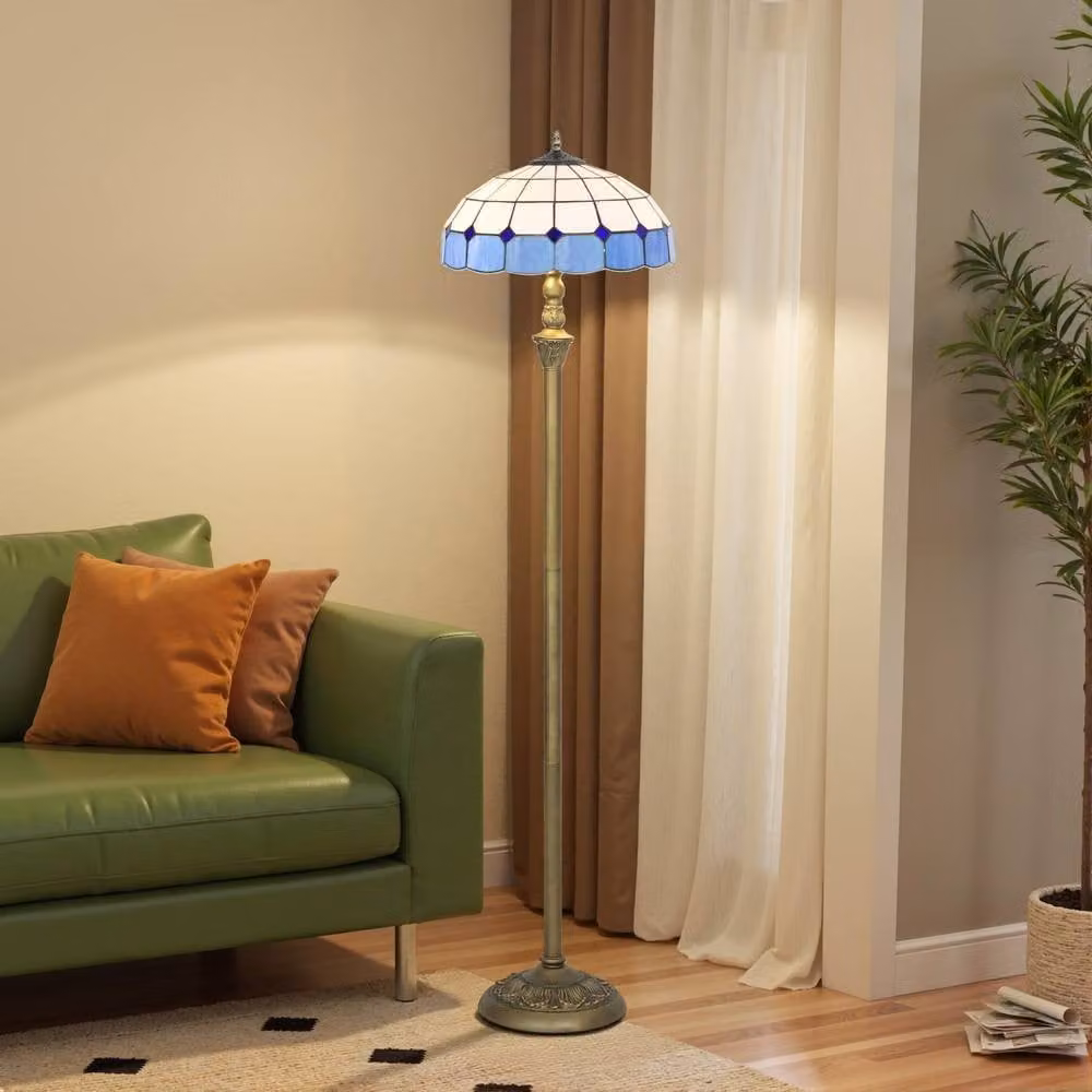 Wyld Haus Luel Tiffany Style Floor Lamp in Bronze Tone Metal and Multicolour Glass, Height: 152 cm – 3