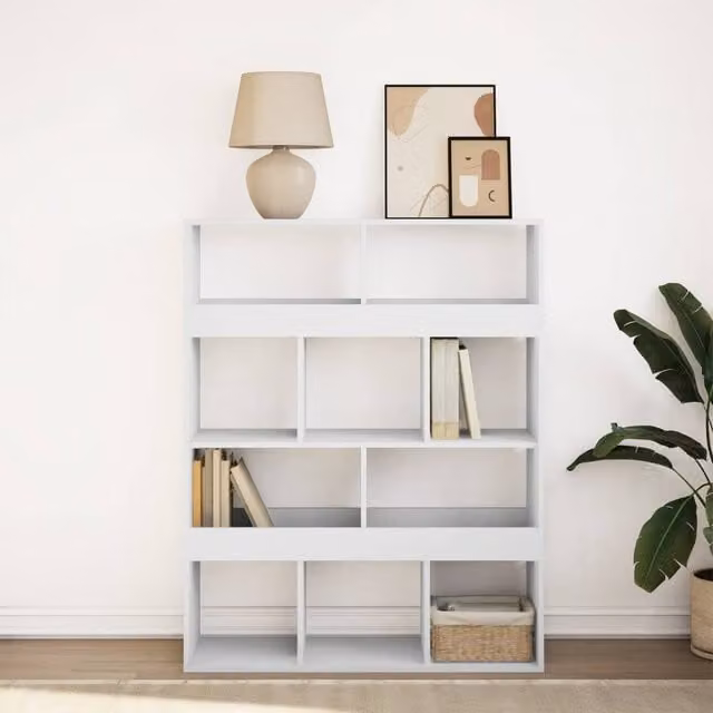 Berkfield Home Classic White MDF Bookcase, W/D/H: 100 x 33 x 125.5 cm