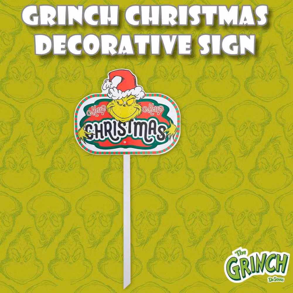 VFM e-Store Grinch Christmas Decorative Sign, Green and Multicolour, W: 28 cm, H: 21 cm – 3