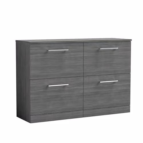 Balterley Floor Standing 4 Drawer Bathroom Vanity Unit with Worktop in Woodgrain Anthracite, W/D/H: 120.5 x 39.0 x 81.8 cm