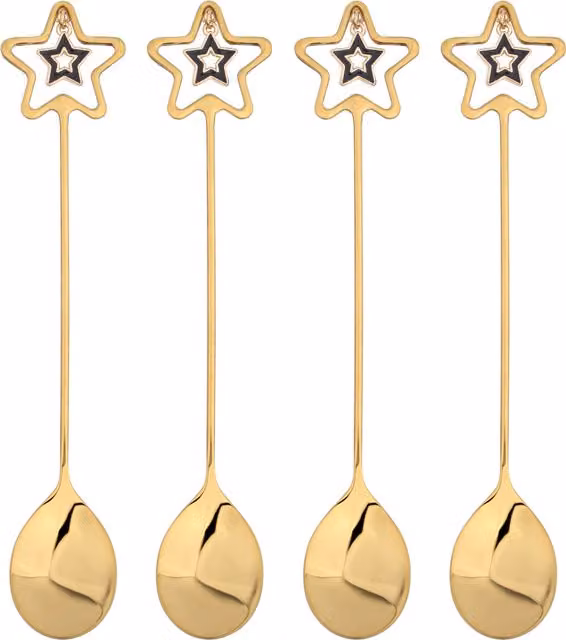 Glim & Glam Gold Christmas Star Stainless Steel Teaspoons, 4 Pieces