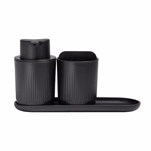 ReBorn Stone Bathroom Accessory Set of 3 including Soap Dispenser, Toothbrush Holder and Tray