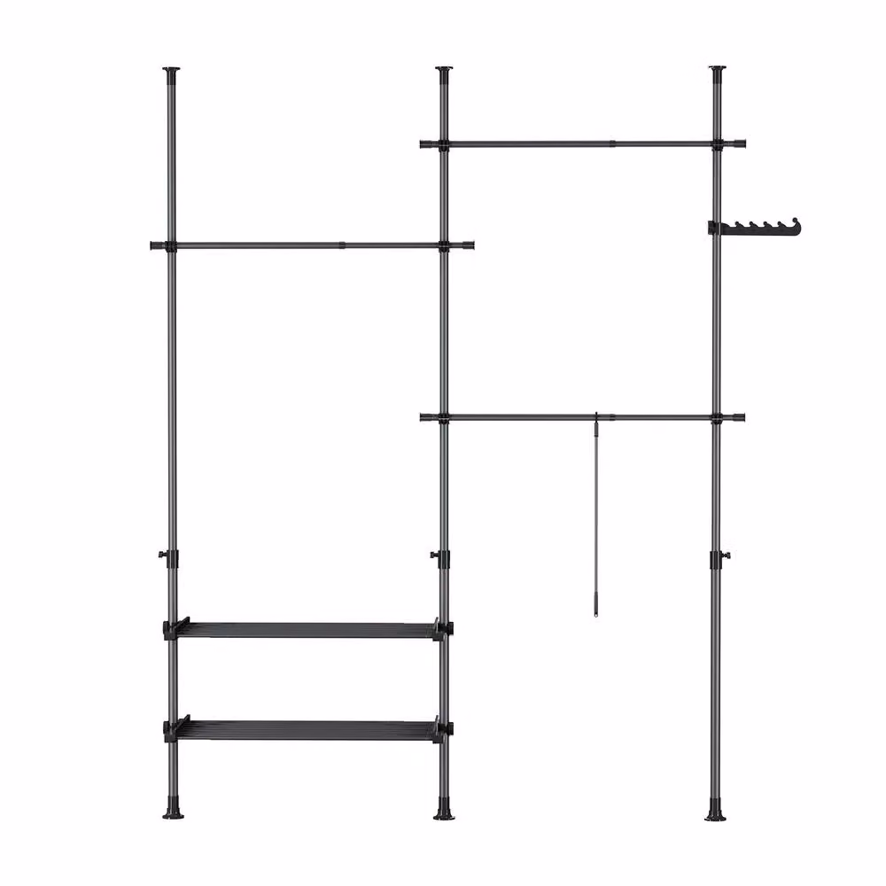 SoBuy Black Matt Metal Freestanding Telescopic Clothes Rail – 2