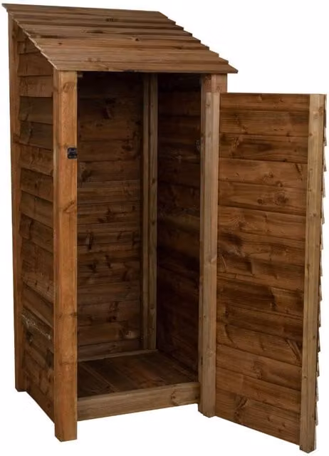Arbor Garden Solutions Rustic Brown Wooden Pent Garden Tool Store Tall Cabinet H 180 cm x W 79 cm