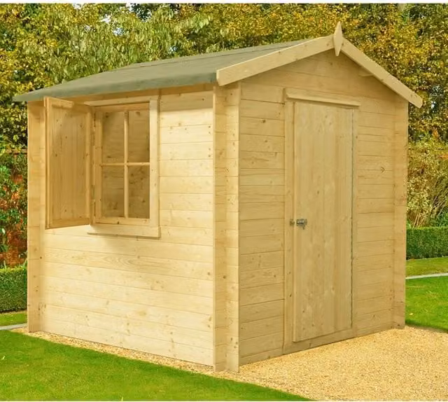 Shires Camelot Log Cabin Garden Room and Home Office in Light Brown