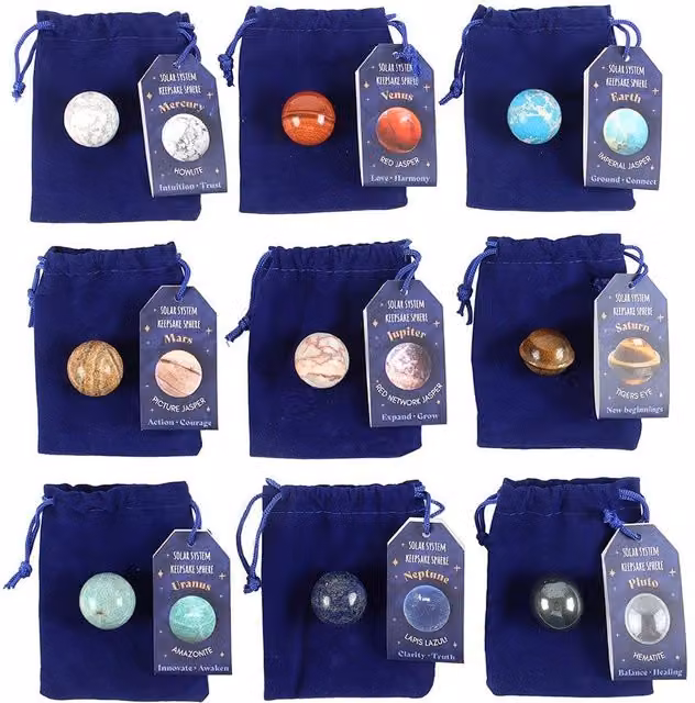 Something Different Gemstone Solar System Drative Crystal Set, Multicolour, Pack of 18 – 1