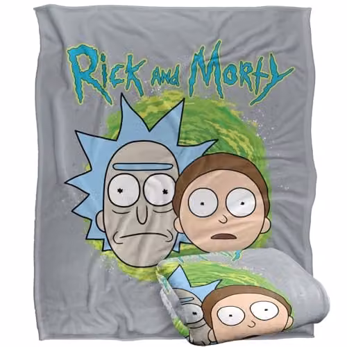 LOGOVISION Rick and Morty Floating Heads Super Soft Fleece Throw Blanket, Multicolour, W: 152 cm, D: 127 cm – 1