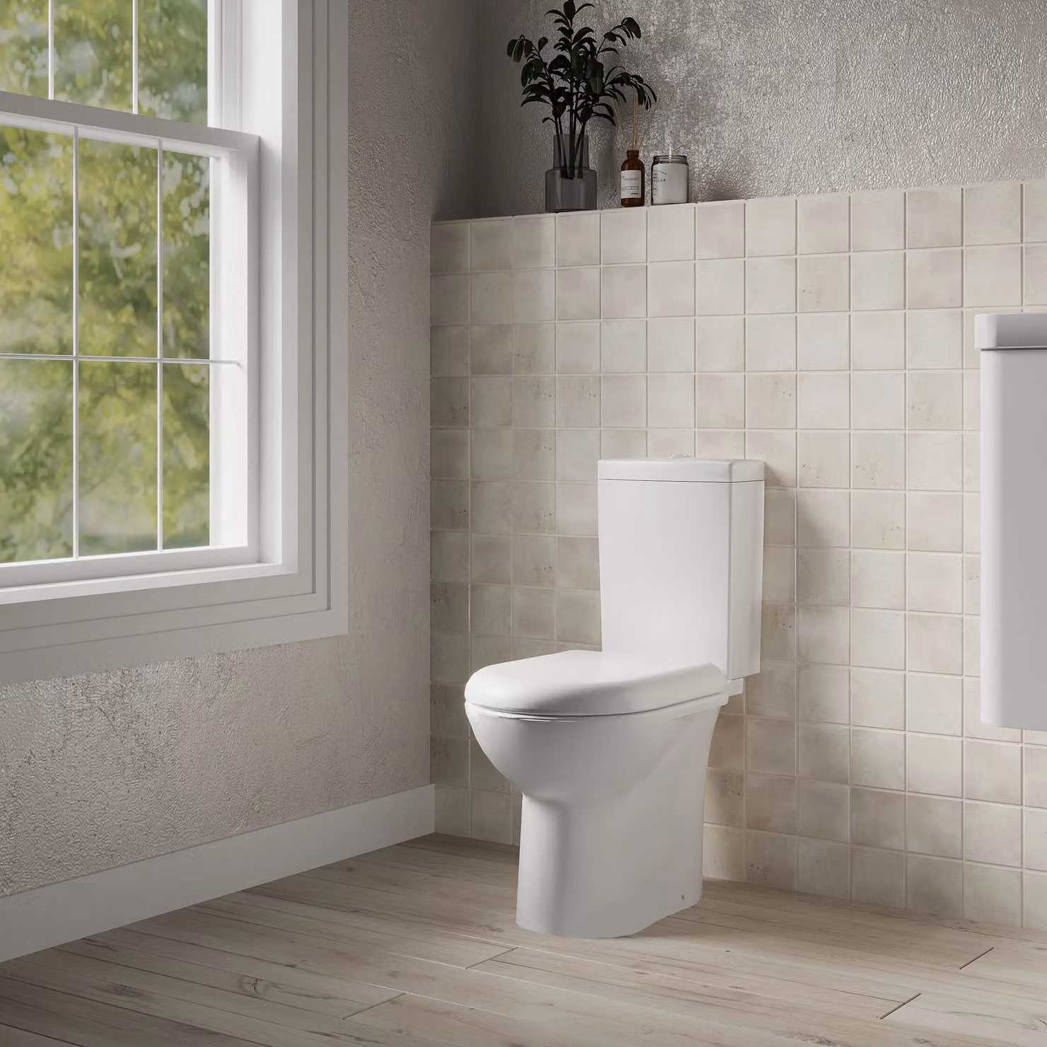 Balterley Wall Mounted Toilet Pan with Cistern and Fittings, White, H x W x D: 62 x 36 x 74.5 cm – 3
