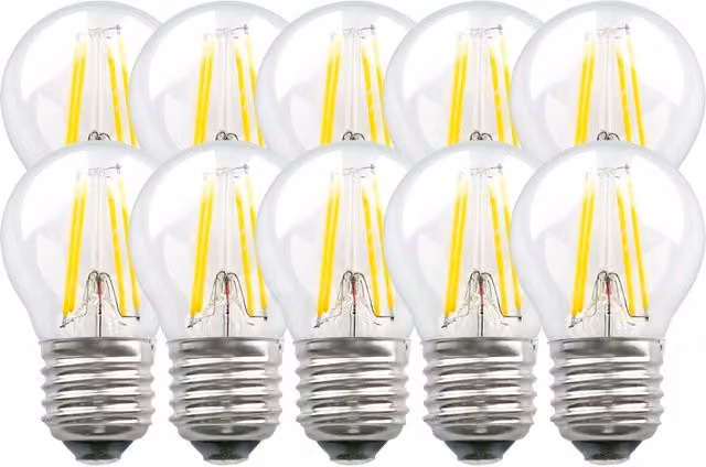 Harper Living 5W E27 LED Golf Ball Bulb, Cool White, Transparent, Dimmable, Pack of 10