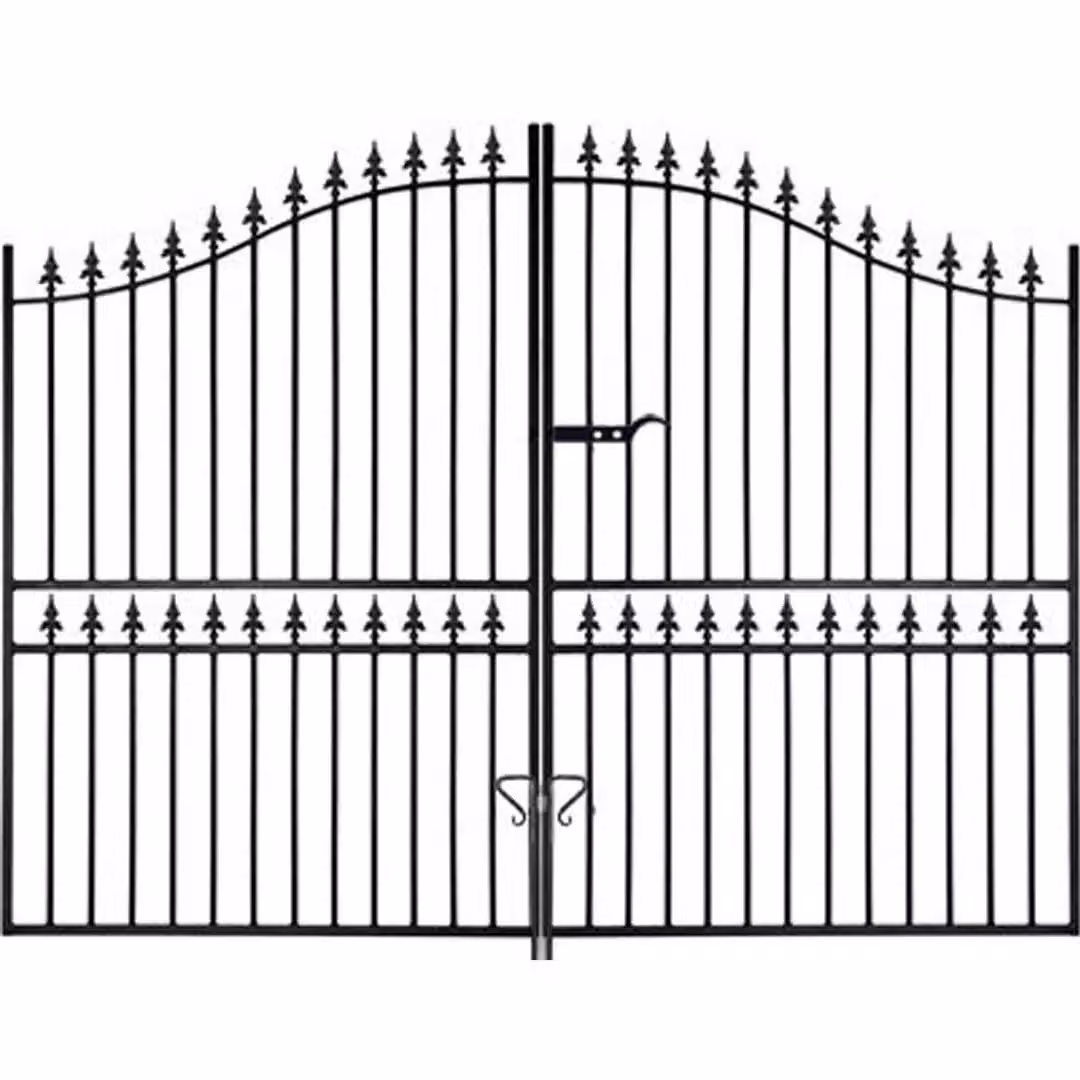 Burbage Iron Craft Corfe Spear Tall Bow Top Double Estate Gate in Black, W: 365.8 cm, H: 208.3 cm – 2