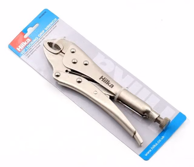Hilka Hardened Steel Locking Curved Jaw Wrench in Silver