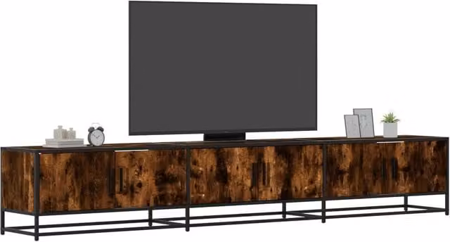 Berkfield Home Industrial TV Cabinet in Smoked Oak and Brown, W: 240 cm, D: 41 cm, H: 41 cm