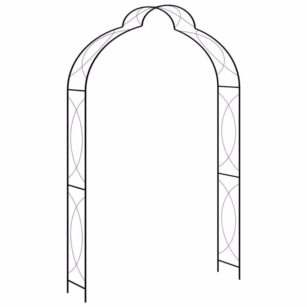 Berkfield Home Elegant Garden Arch in Black Metal, W: 150 cm, D: 34 cm, H: 240 cm